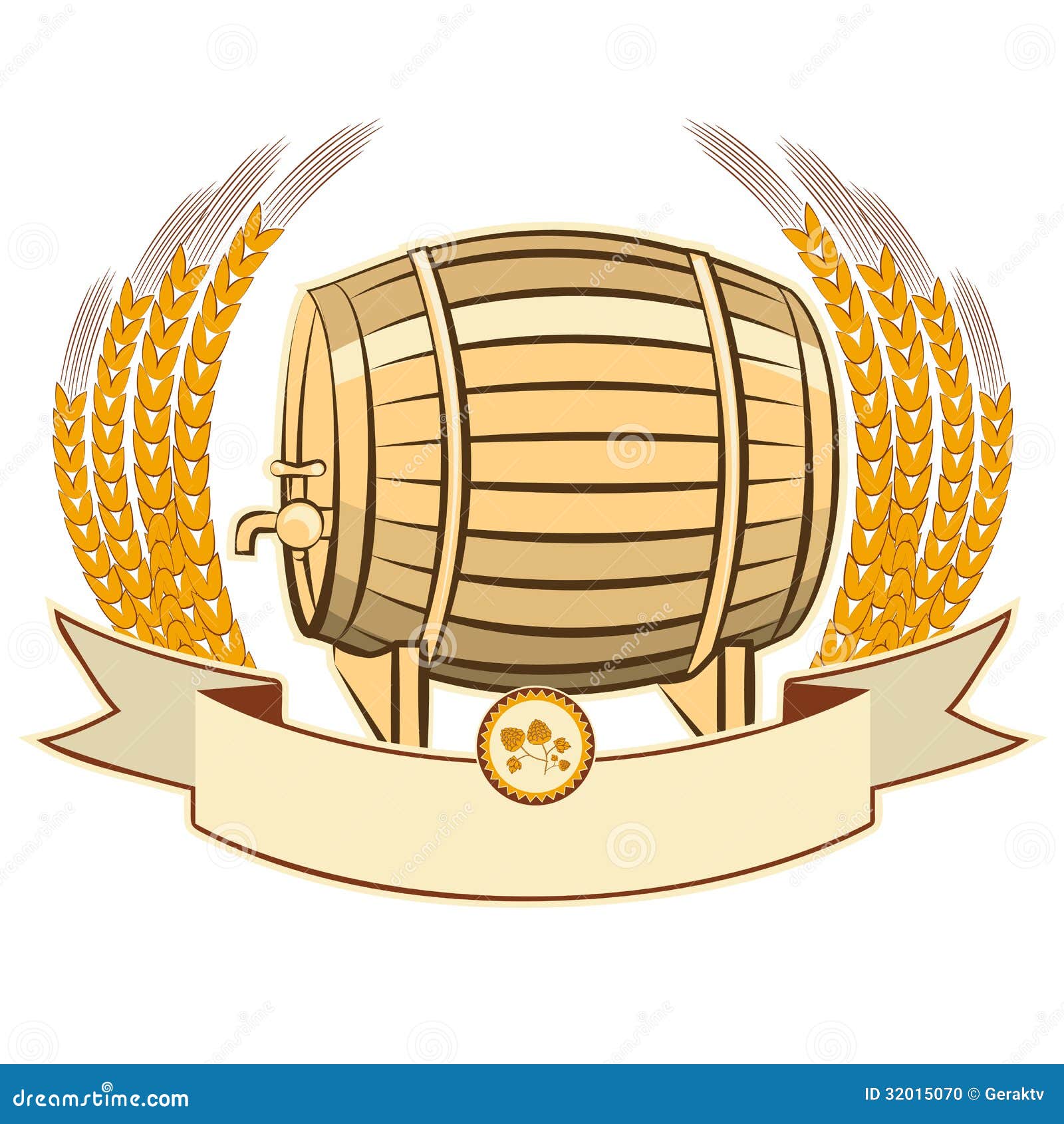 Beer Barrel.Vector Illustration Isolated On White Stock Photo Image
