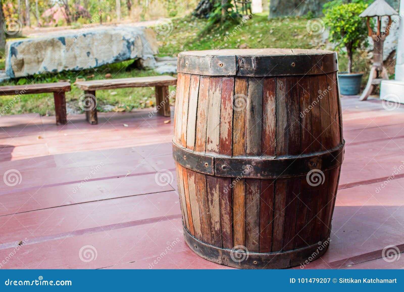 The beer barrel on floor stock image. Image of wine 101479207