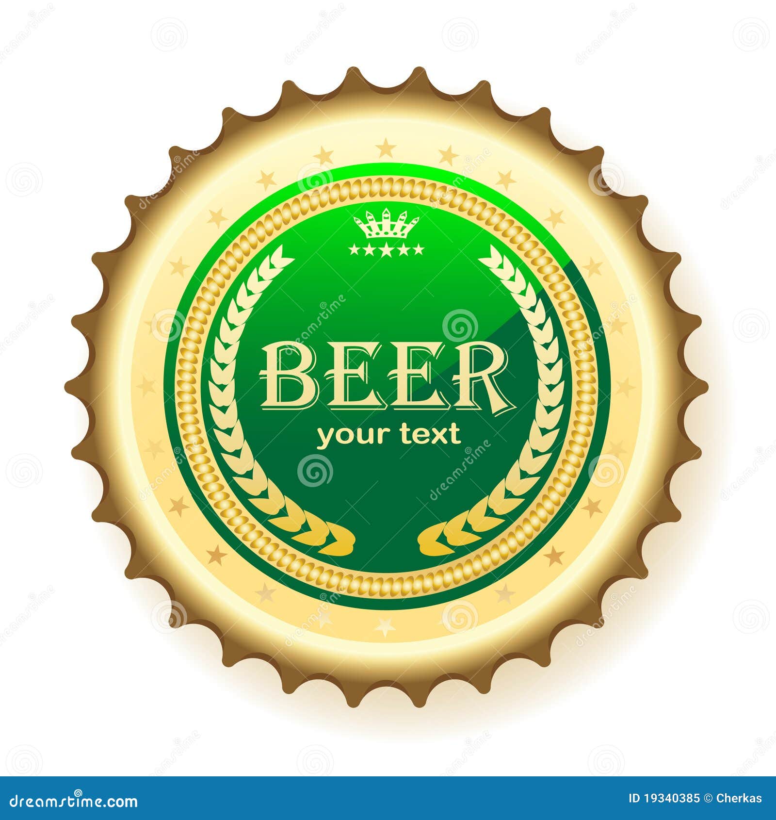 Beer, bottle cap stock vector. Illustration of closeup 19340385