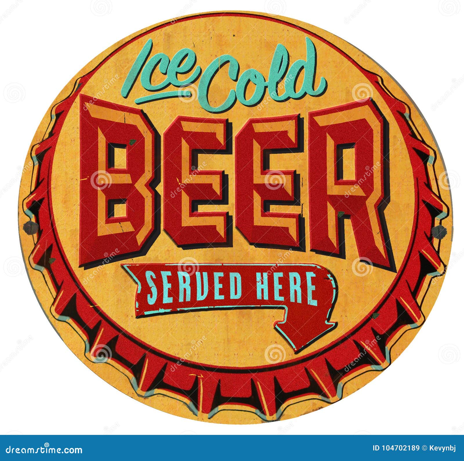 beer bottle cap tin sign iced cold