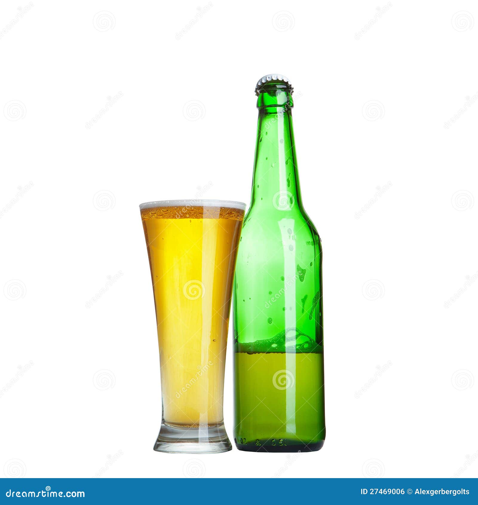 Beer in Bottle and Glass Isolated on White Stock Photo Image of