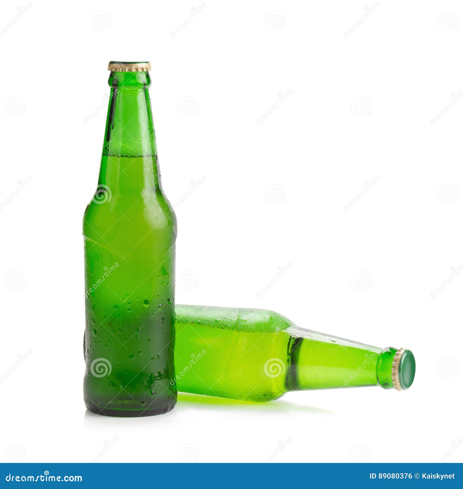 Beer Bottle Green Isolated on White Background. Stock Photo Image of