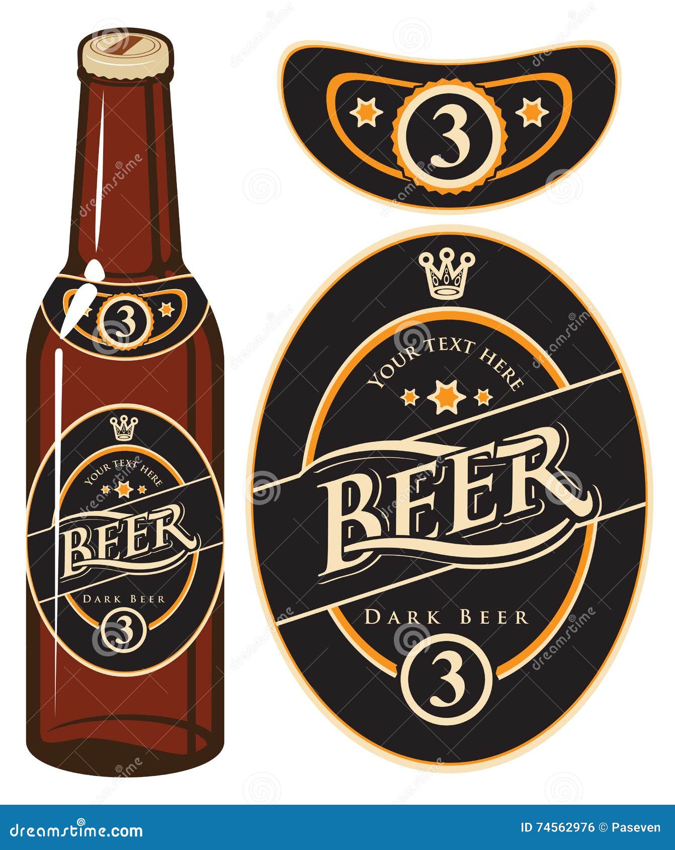 Beer bottle with a label stock vector. Illustration of refresh 74562976