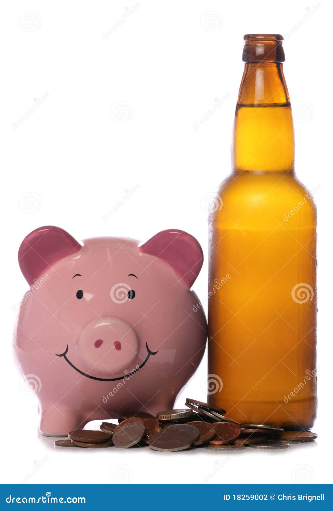Beer Bottle with Piggy Bank Stock Photo Image of bank, alcohol 18259002