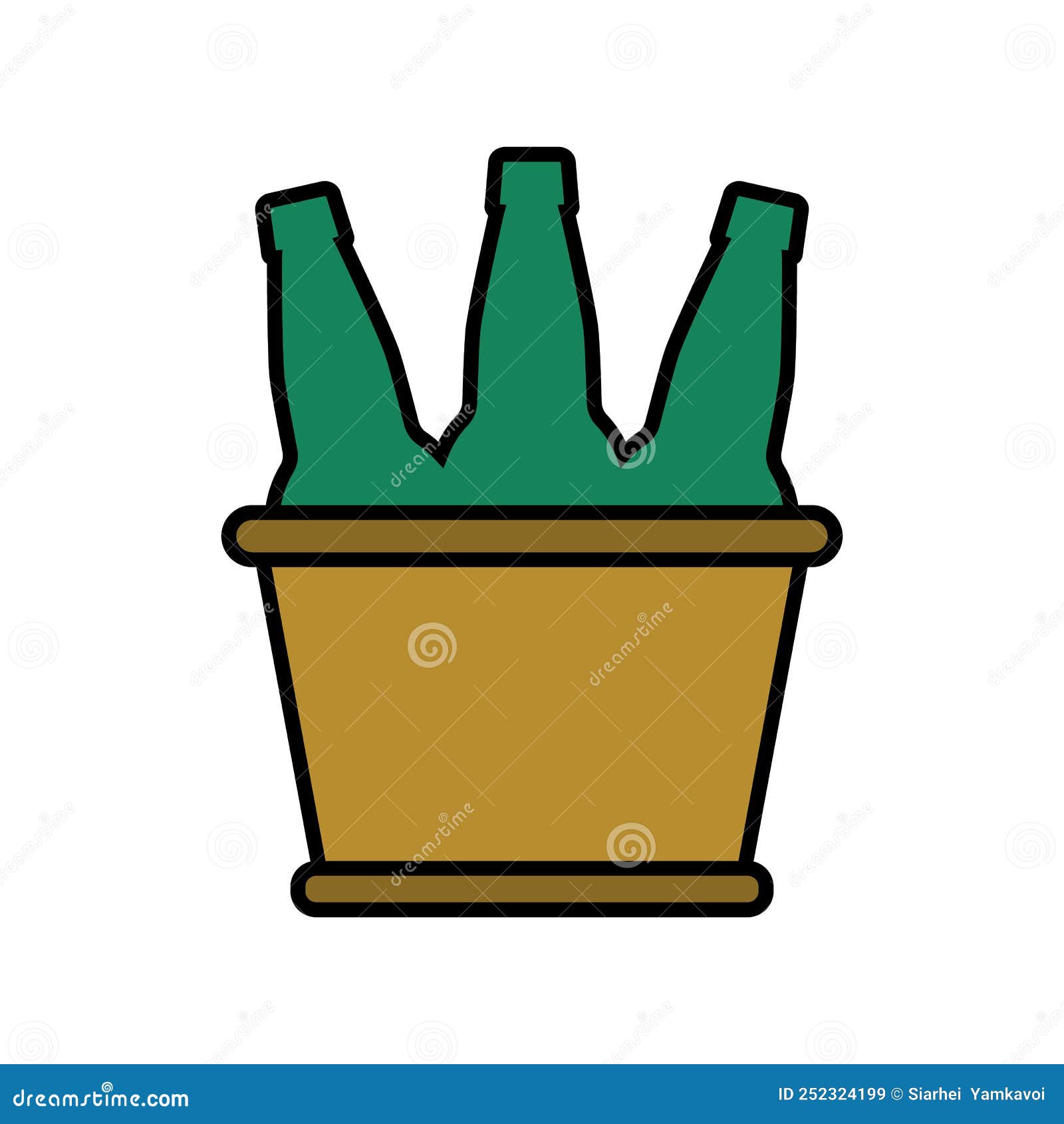 Beer Bottles in a Bucket. Vector Illustration. Stock Vector Illustration of booze, metal