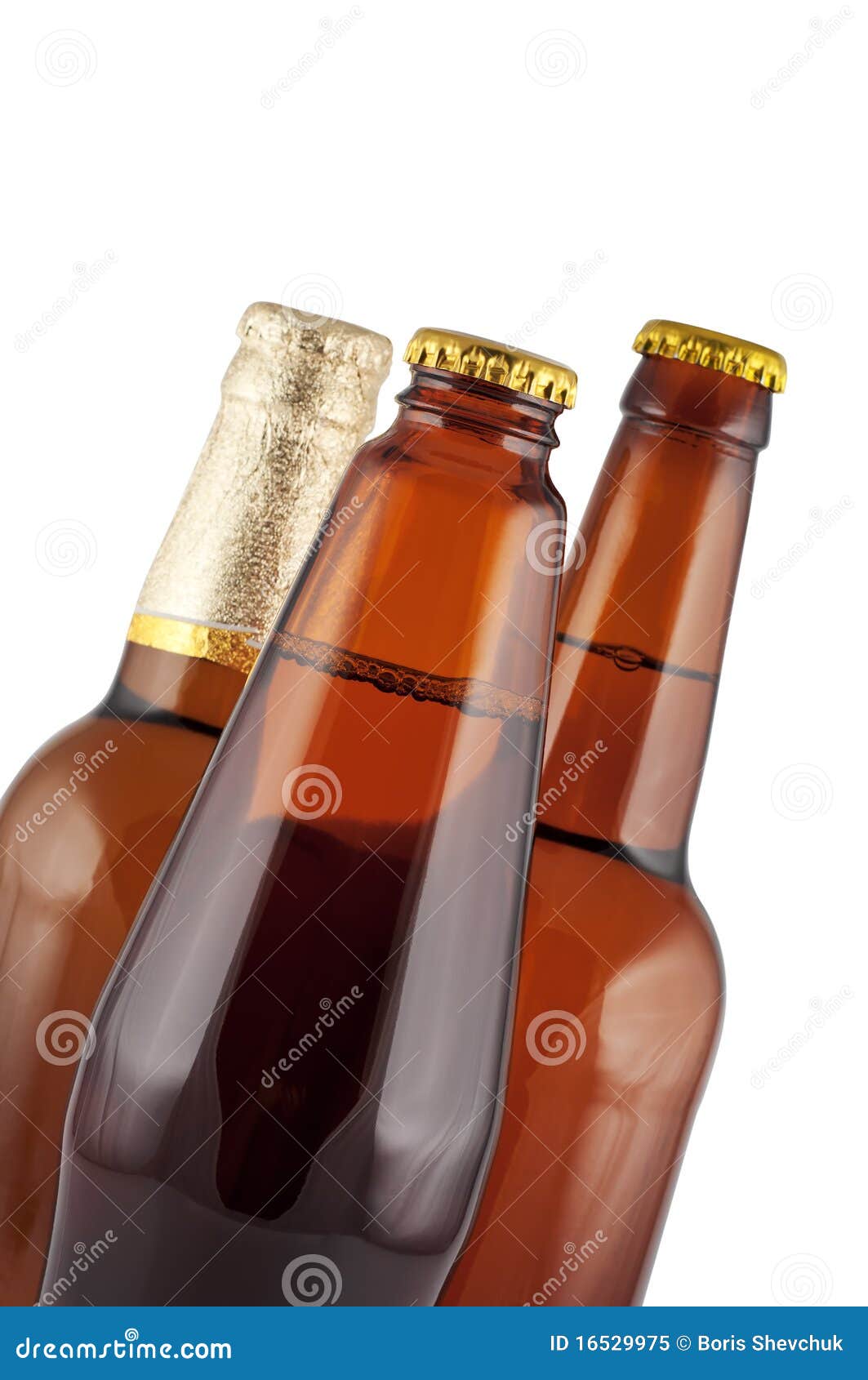 Beer In Bottles Close Up Isolated. Stock Image - Image of ...