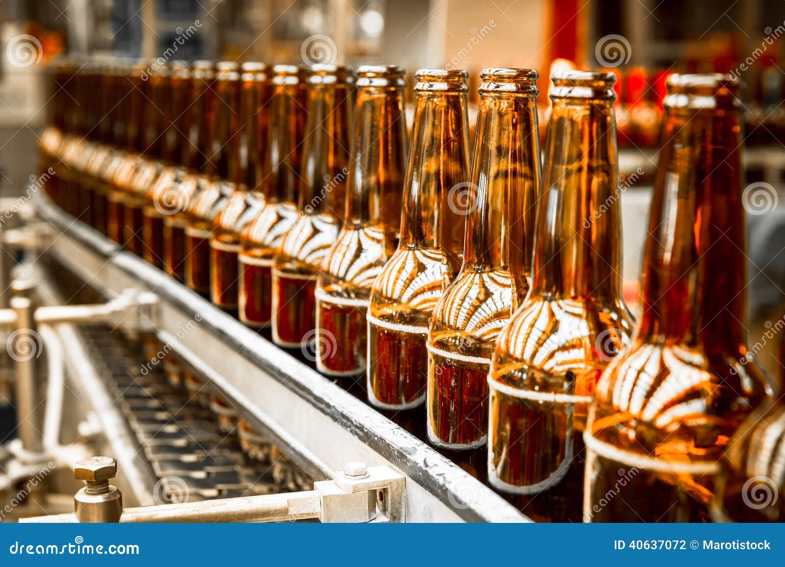 Beer Bottles on the Conveyor Belt Stock Photo Image of tanks
