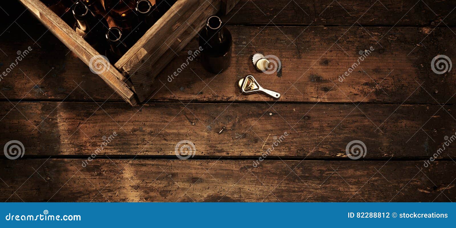 beer bottles in a crate in a rustic pub or tavern