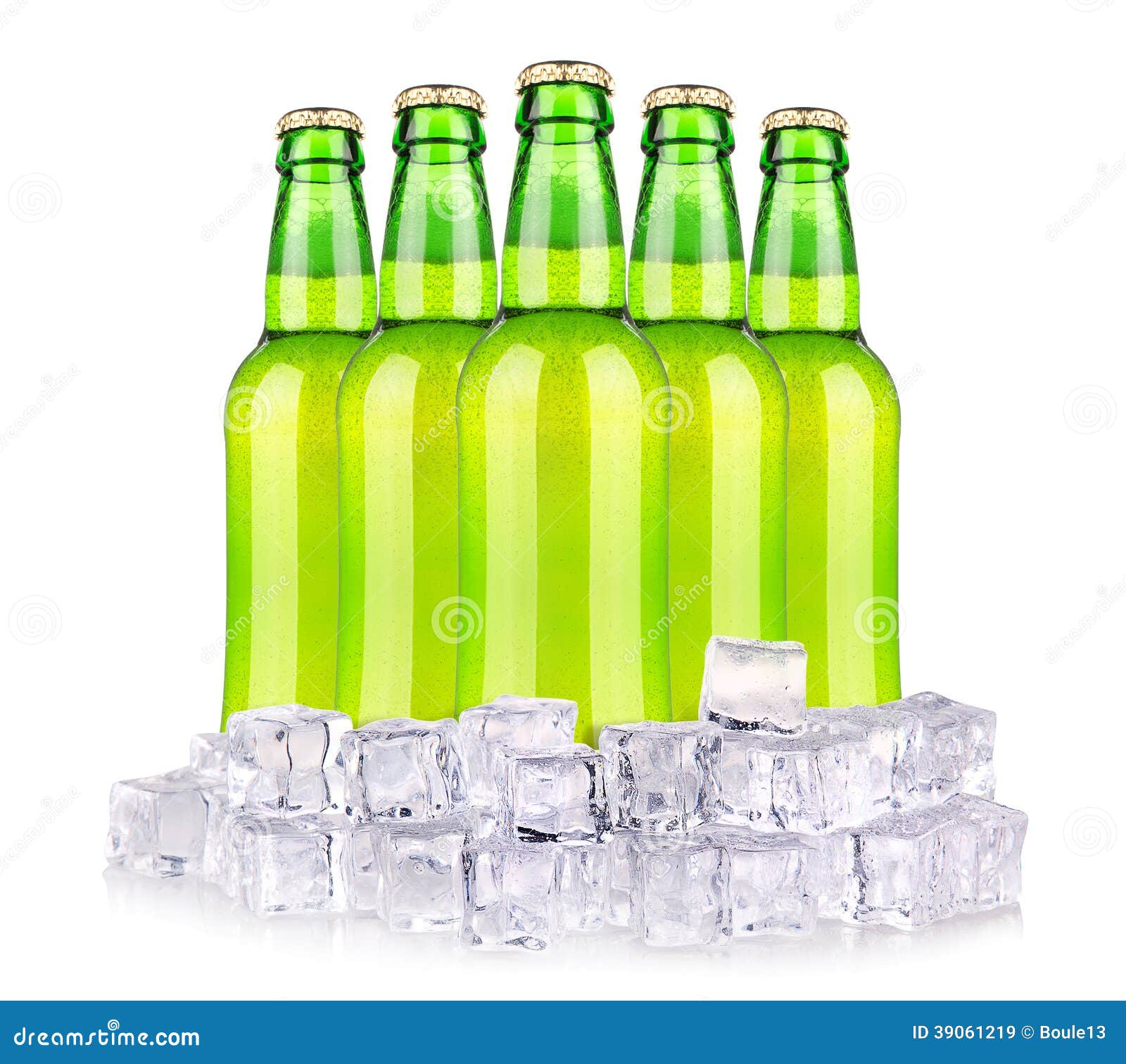 Beer Bottles in Ice Isolated Stock Image Image of condensation, cubes