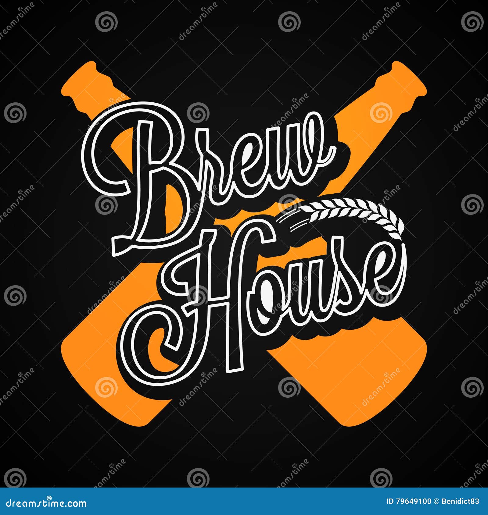 Beer Bottles Logo. Brew House Label Background Stock Vector