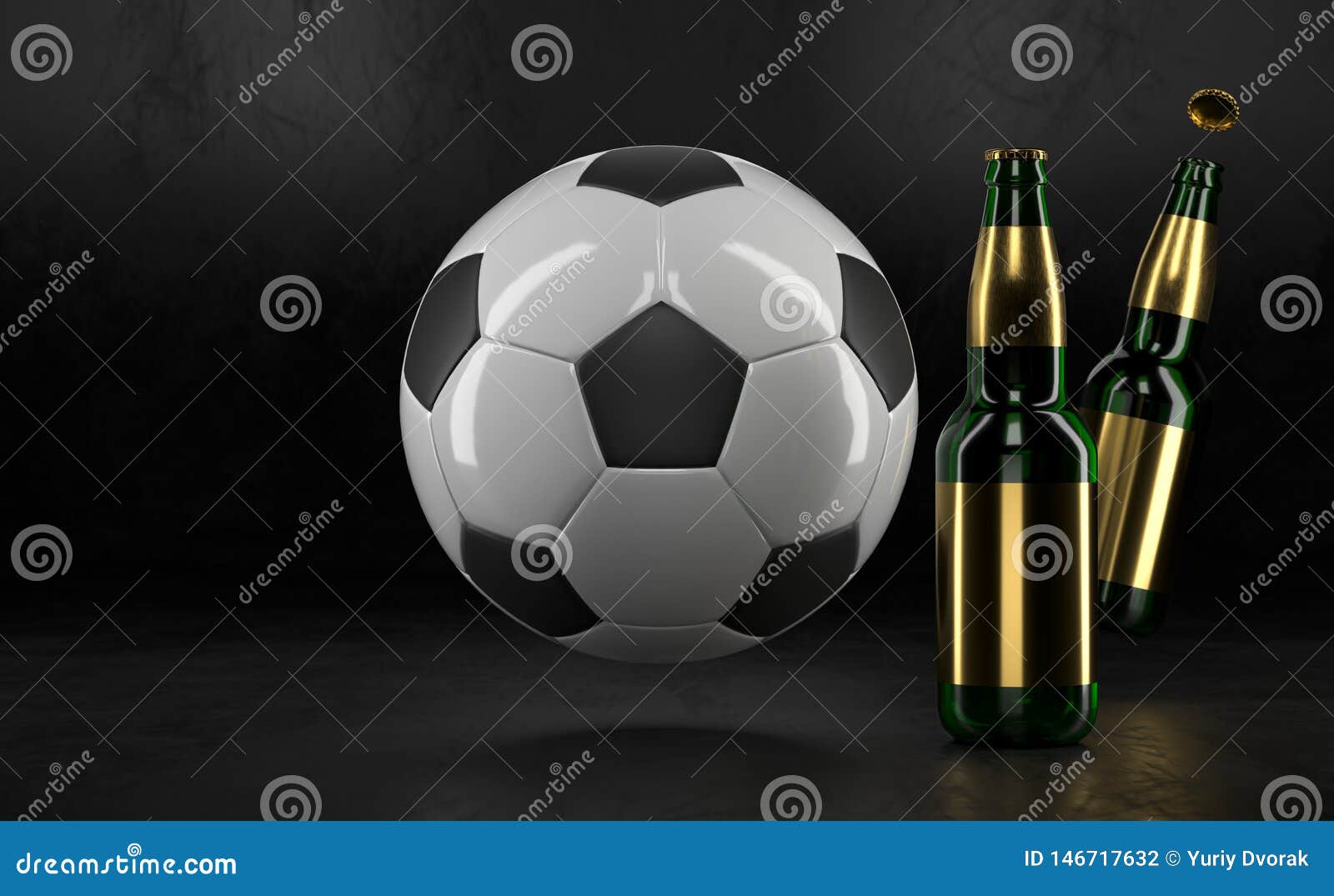 Download Beer Bottles And Soccer Ball On Black Table Beer Mock Up Beer Bottles With Football Ball Mockup Alcohol Advertising Stock Illustration Illustration Of Full Brown 146717632