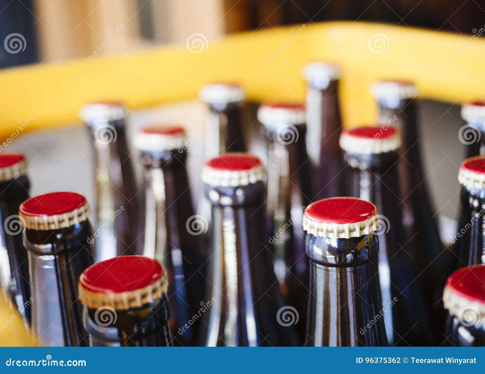 Beer Brewery Packaging Bottles with Cap Close Up Stock Photo Image of