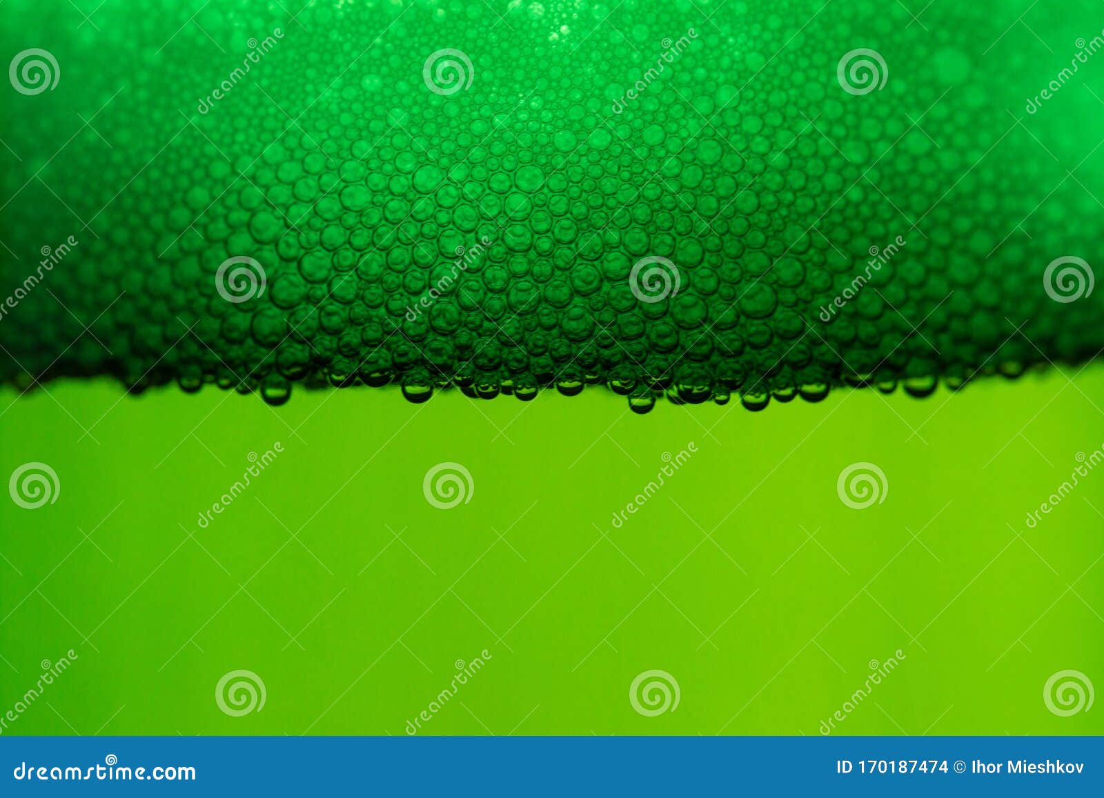Beer with Bubbles and Foam in a Green Bottle Stock Photo Image of