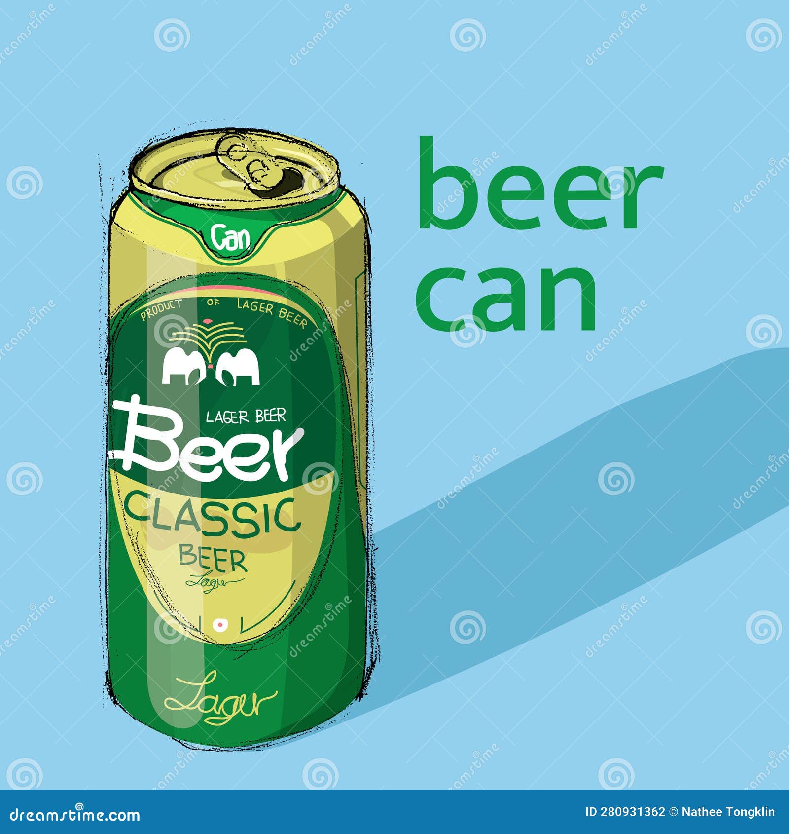 Beer Can Drawing Sketch Pencil Style Stock Illustration Illustration