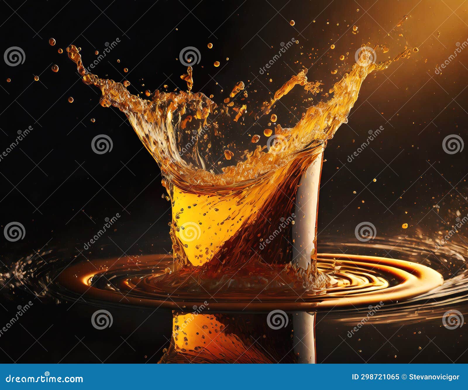 Beer Drink Spill and Splash Effect, Generative Ai Stock Illustration