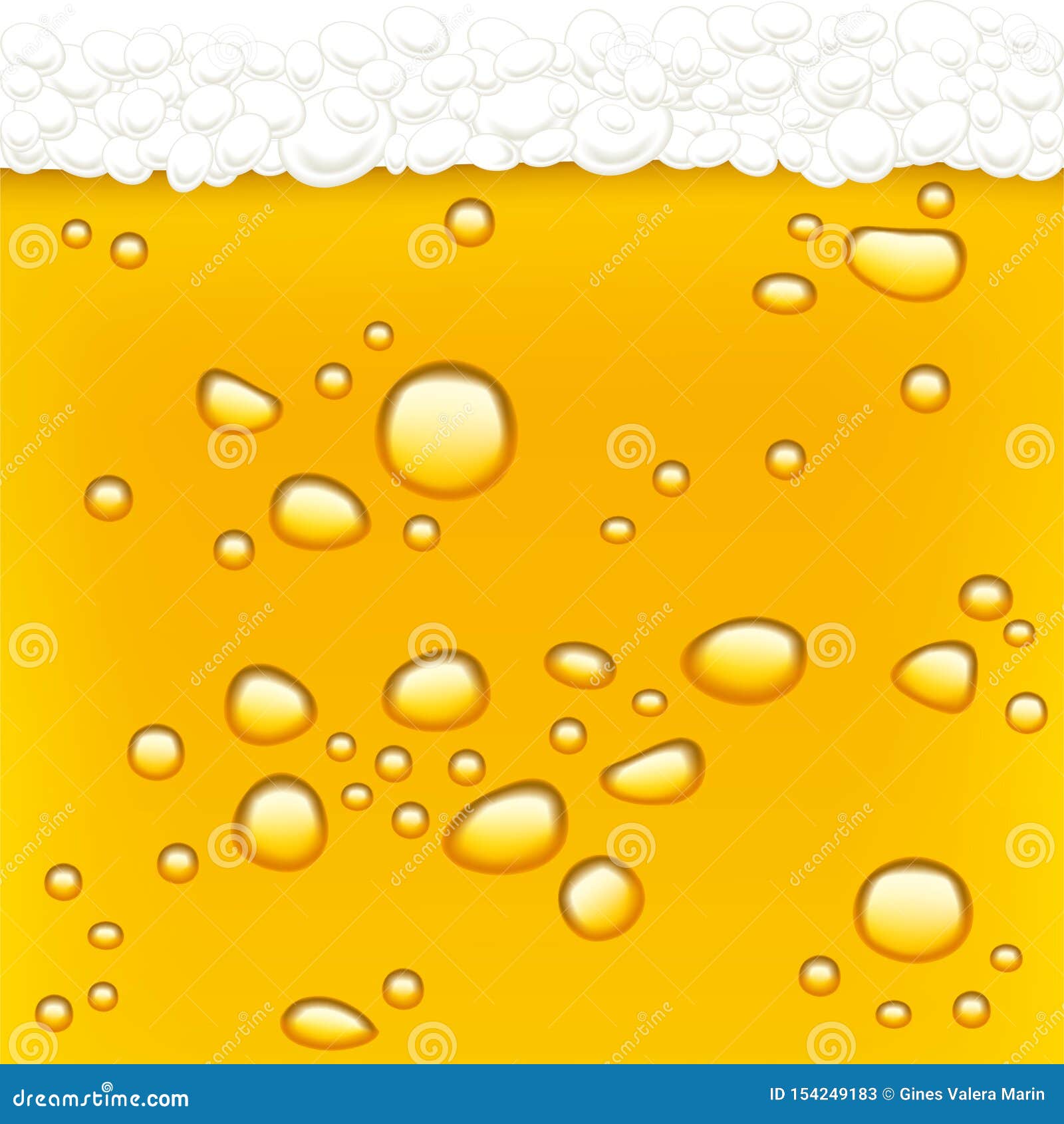 Beer Drops. Blond Beer and Foam. Background. Stock Vector
