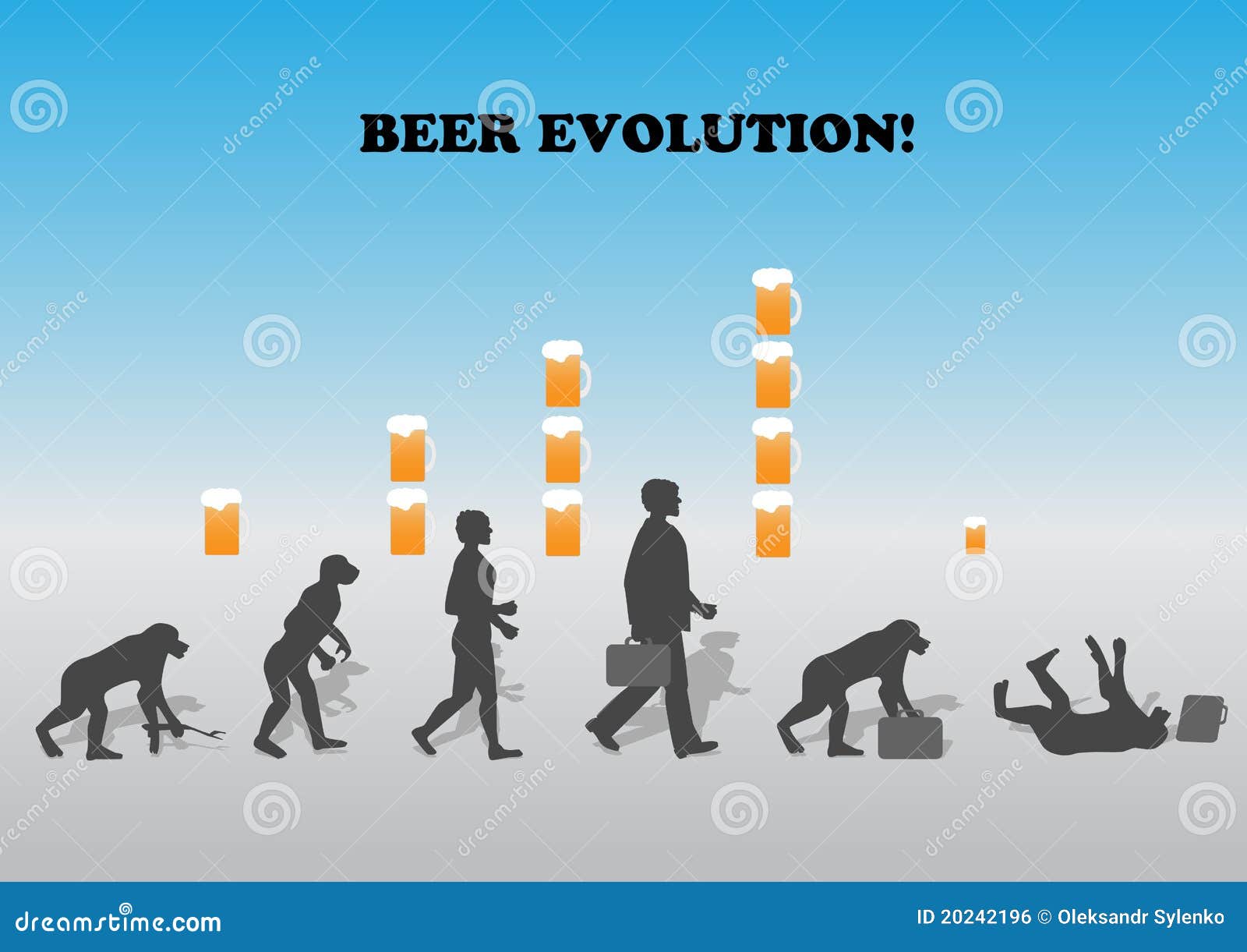 Beer evolution stock vector. Illustration of hunched 20242196