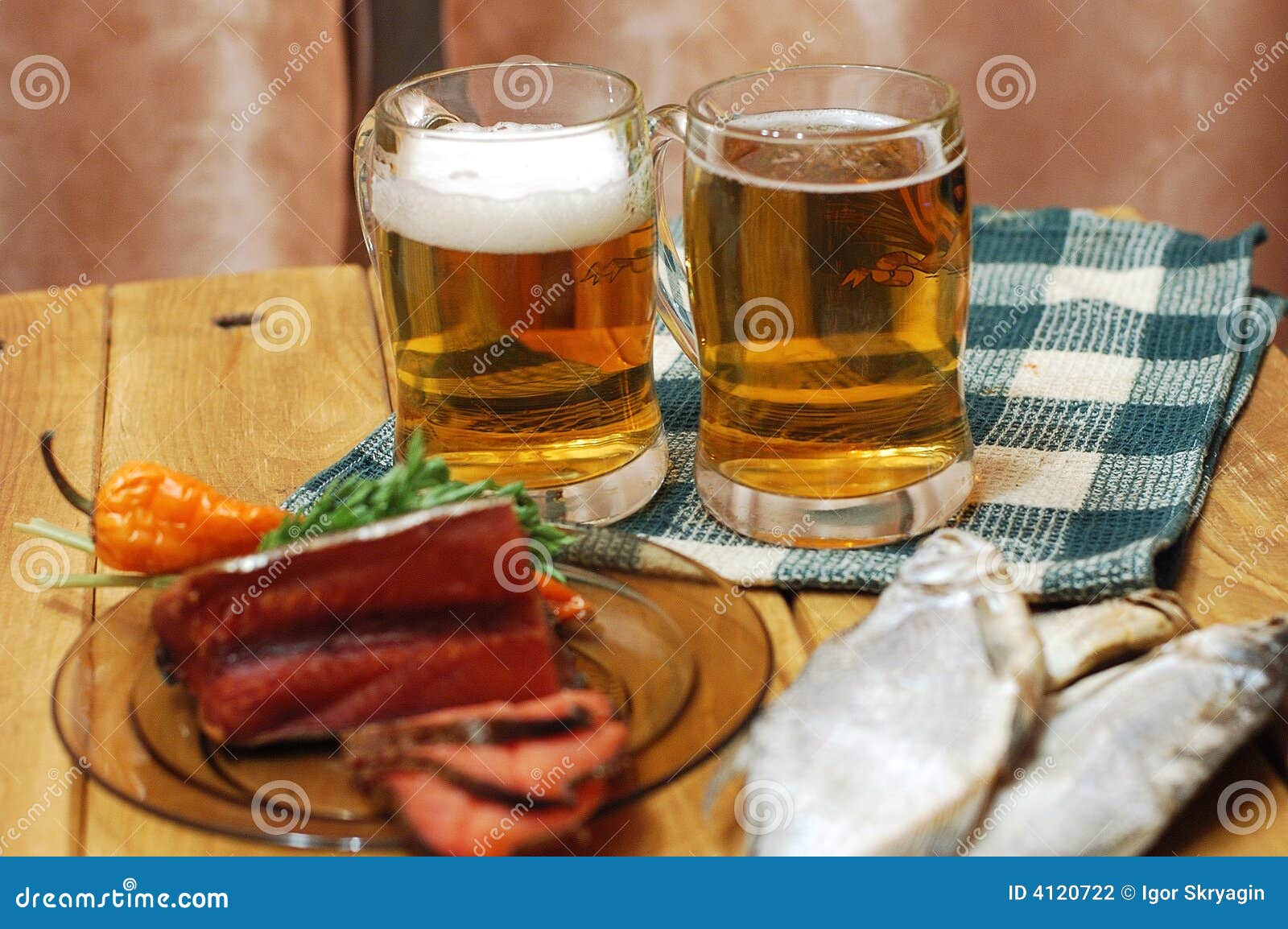 Beer and fish on table stock photo. Image of fishes, alcohol 4120722