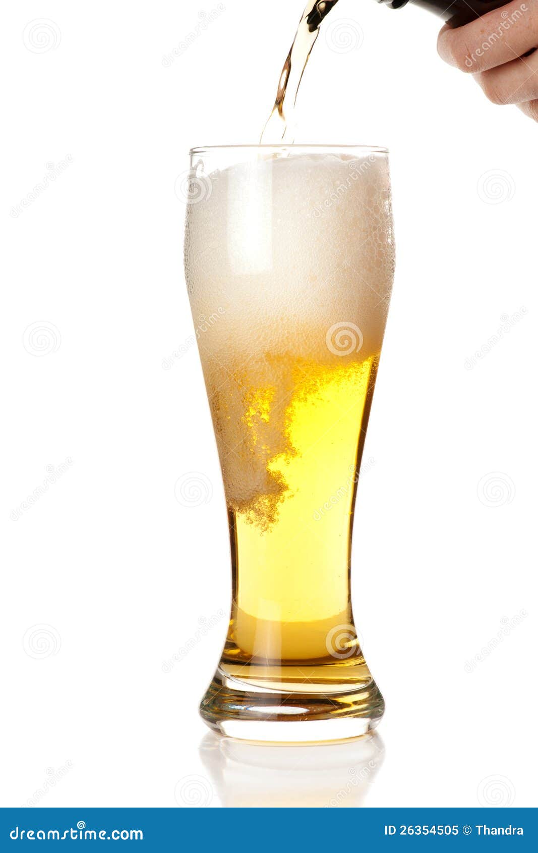 Beer With Foam Into Glass Isolated On White Stock Image Image of