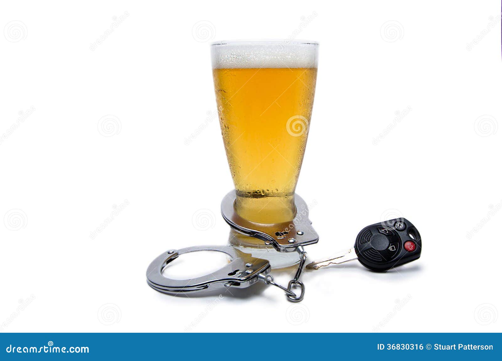 Beer Glass Handcuffs and Car Key Stock Photo Image of safety