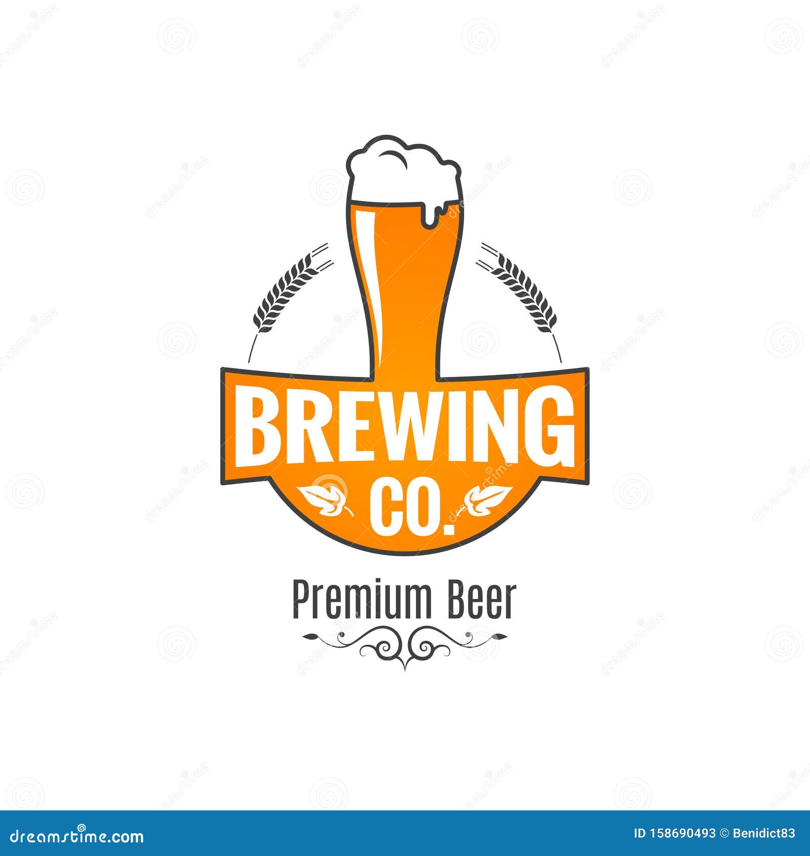 Beer Glass Logo. Brewing Label on White Background Stock Vector