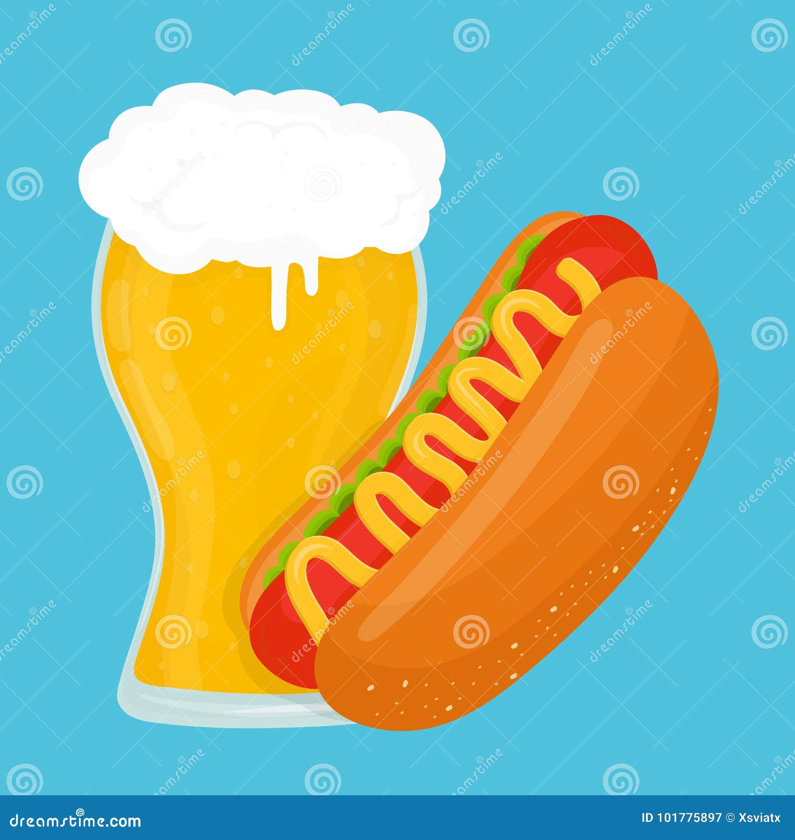 Beer and Hot Dog. Vector Flat Cartoon Stock Vector - Illustration of icon, modern: 101775897 Beer and Hot Dog. Vector Flat Cartoon Stock Vector - Illustration of icon, modern: 101775897