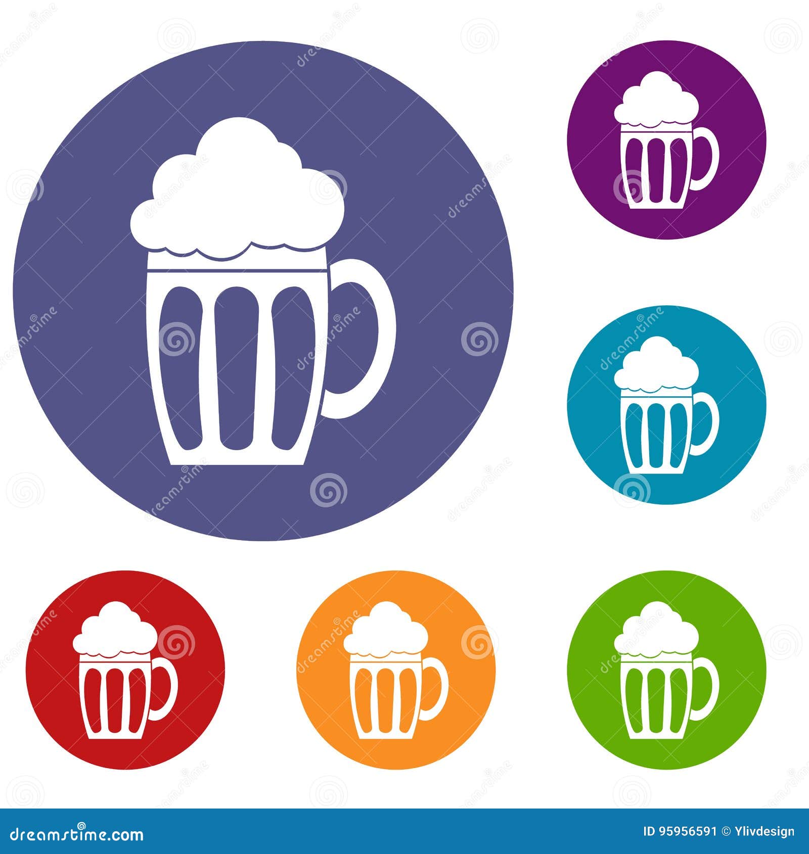 Beer icons set stock vector. Illustration of object, flat 95956591