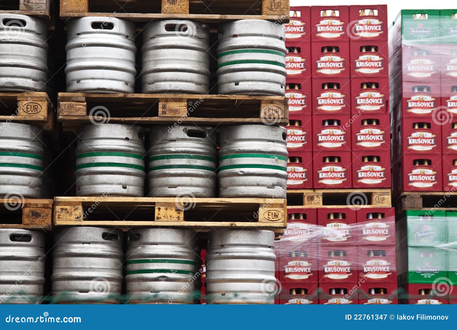 Beer Kegs in Rows at Krusovice Brewery Editorial Photography Image of