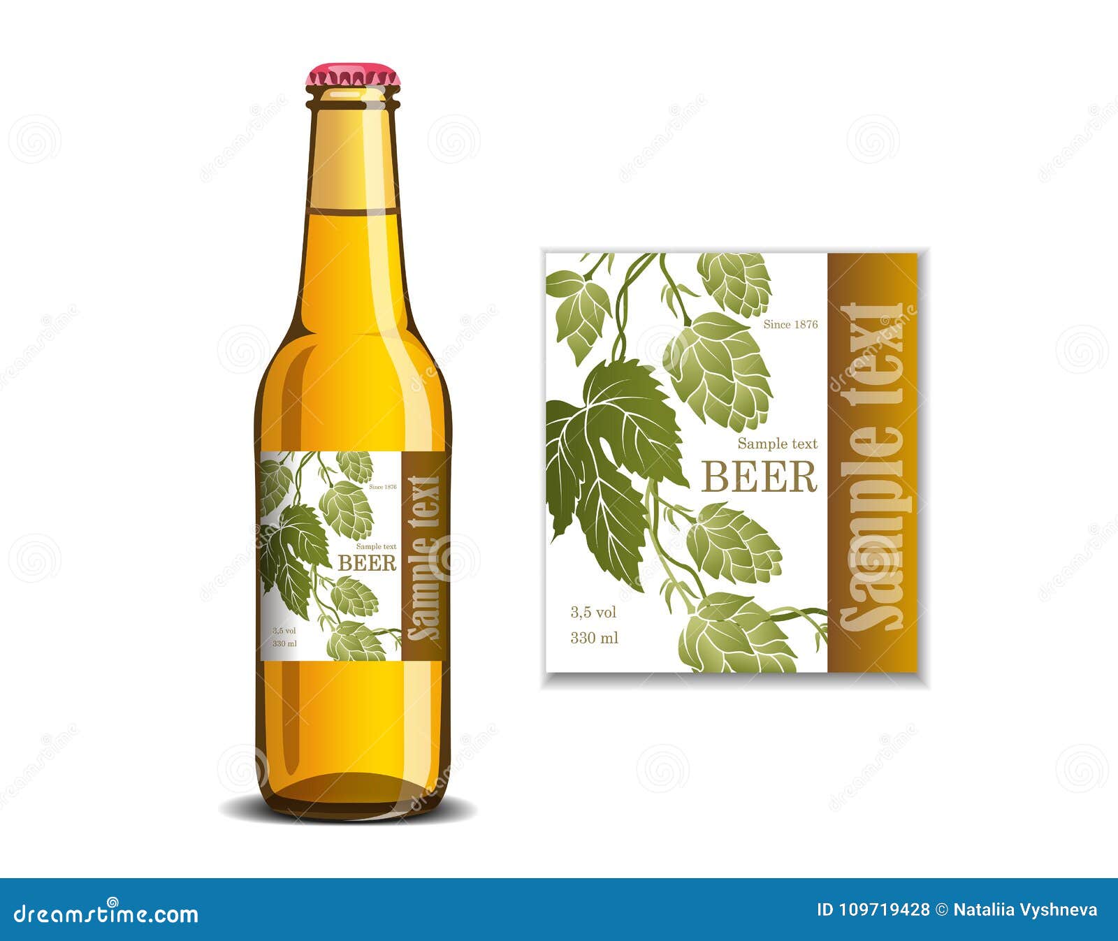 Download Beer Label On The Glass Bottle Mock Up Stock Vector Illustration Of Foam Branch 109719428