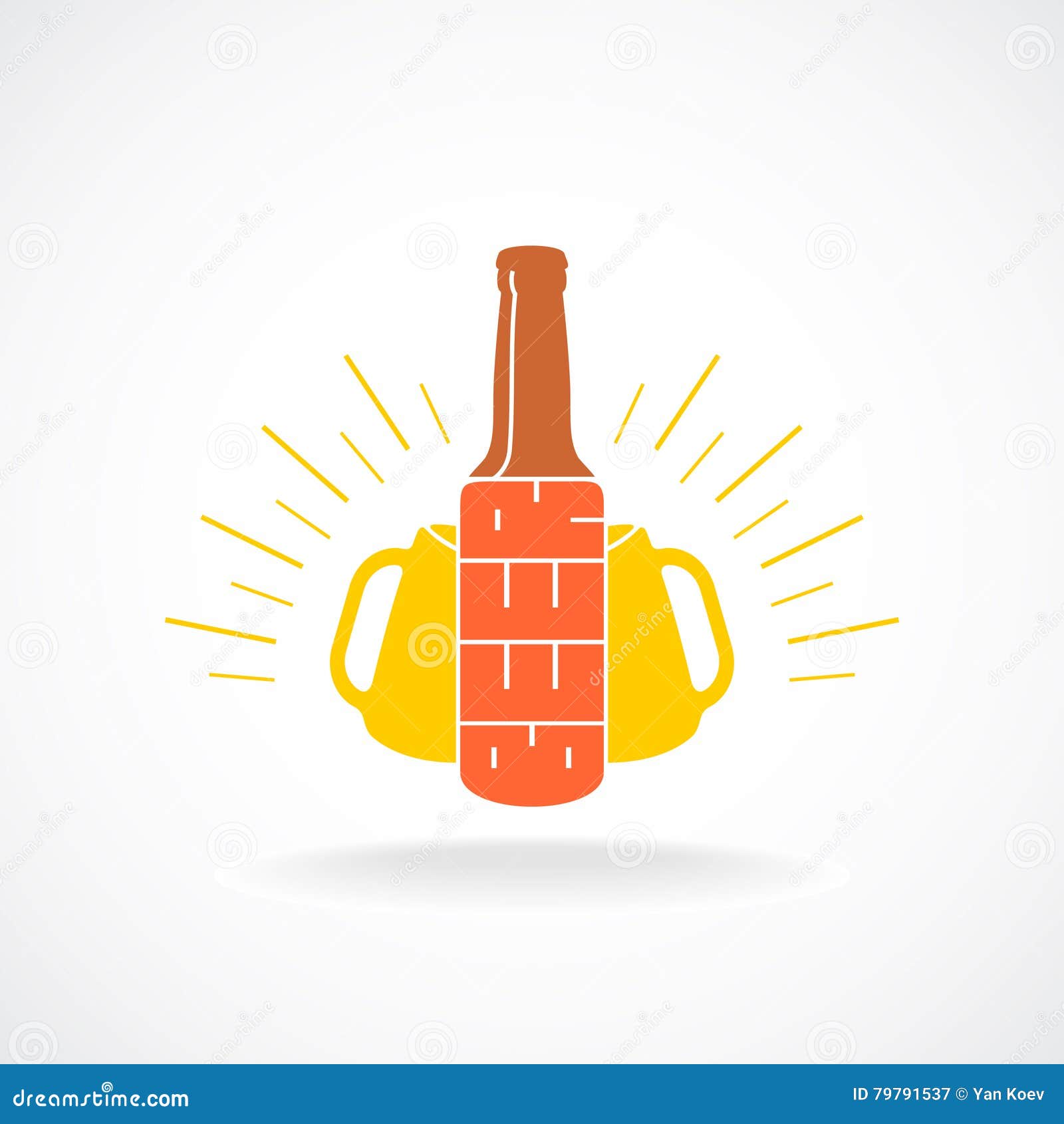 Beer Logo Template. Bottle with Vertical Text. Stock Vector