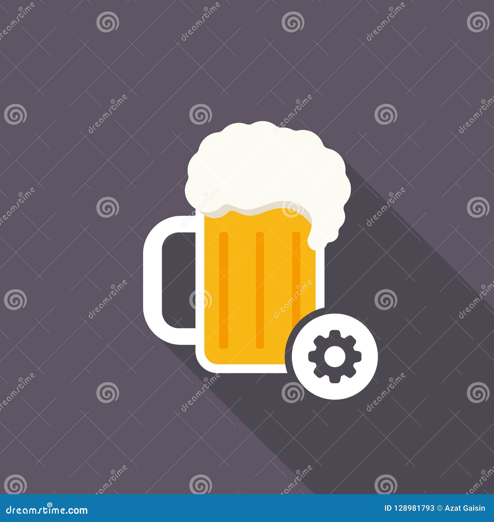 Beer Mug Icon with Settings Sign. Alcohol Beverage Icon and Customize, Setup, Manage, Process