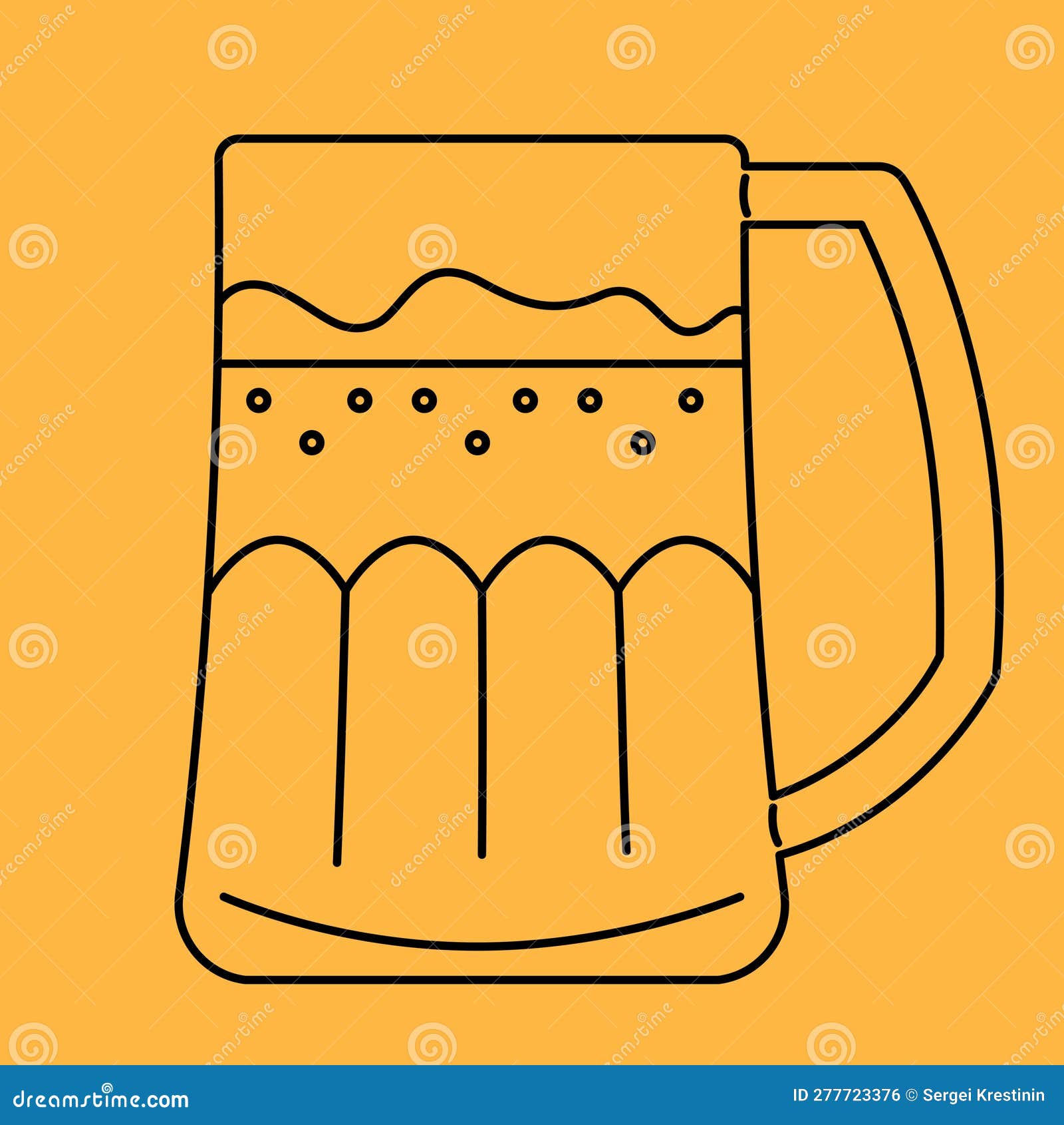 Beer mug in outline style. stock vector. Illustration of contour