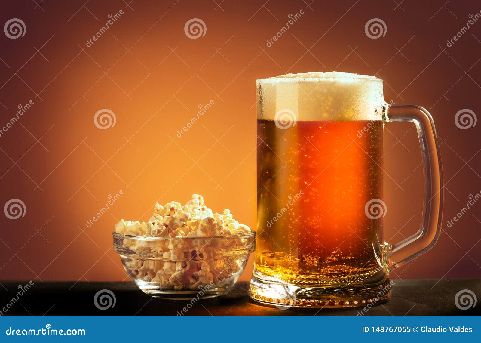 Beer jar with popcorn stock image. Image of bavarian - 148767055