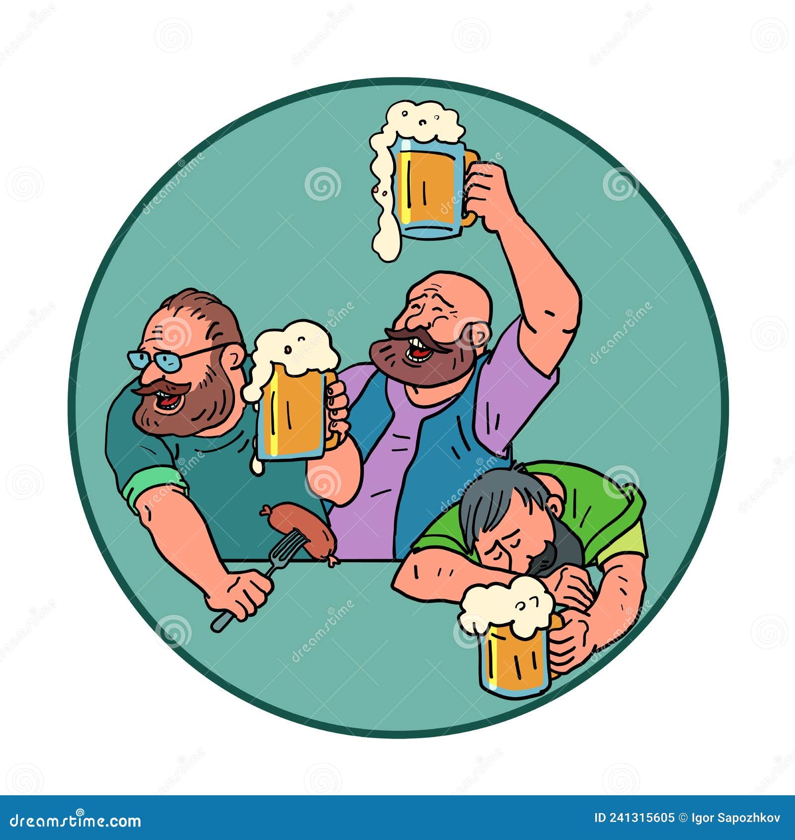 Beer Party, Oktoberfest. Drunken Merry Friends, Beer Greeting Stock ...