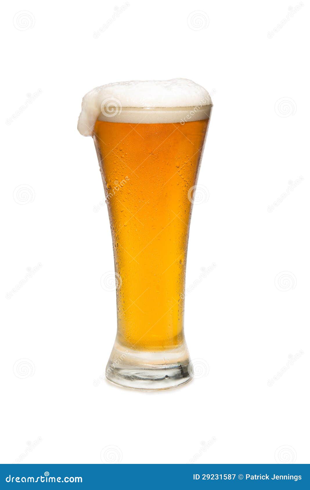 beer in a pilsner glass with foam top