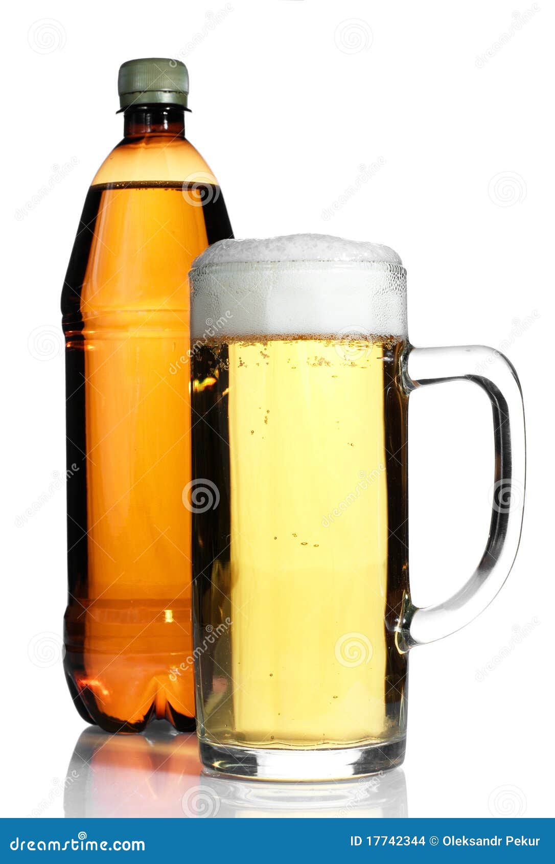 Beer in Plastic Bottle and Glass Stock Photo Image of plastic, glass