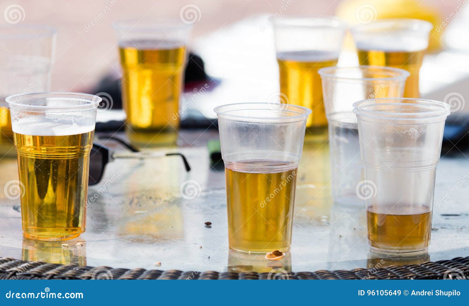 Beer in a Plastic Glass on the Table Stock Image Image of alcohol