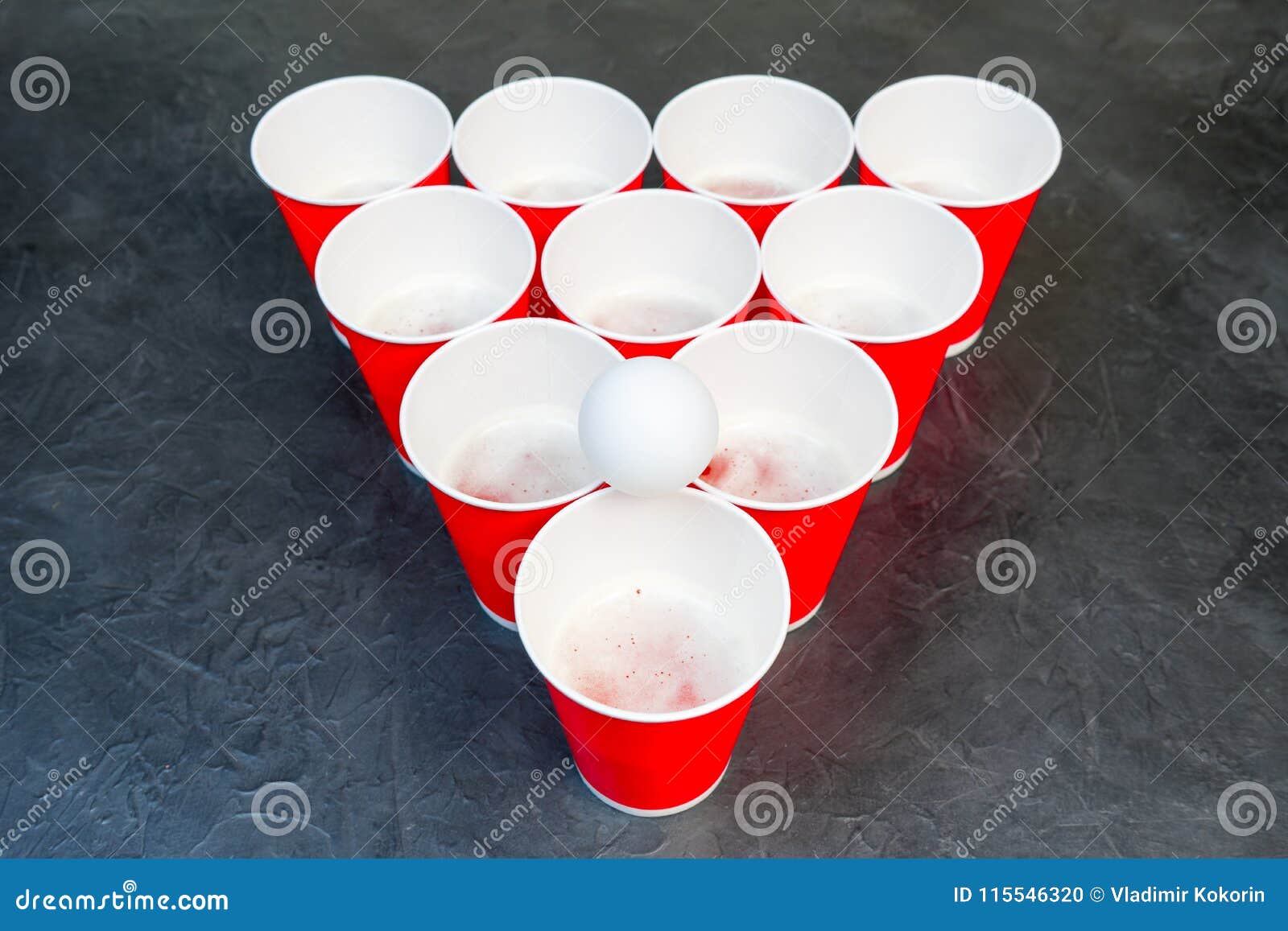 Beer Pong. Popular Game at Parties. Place for Your Text Stock Photo