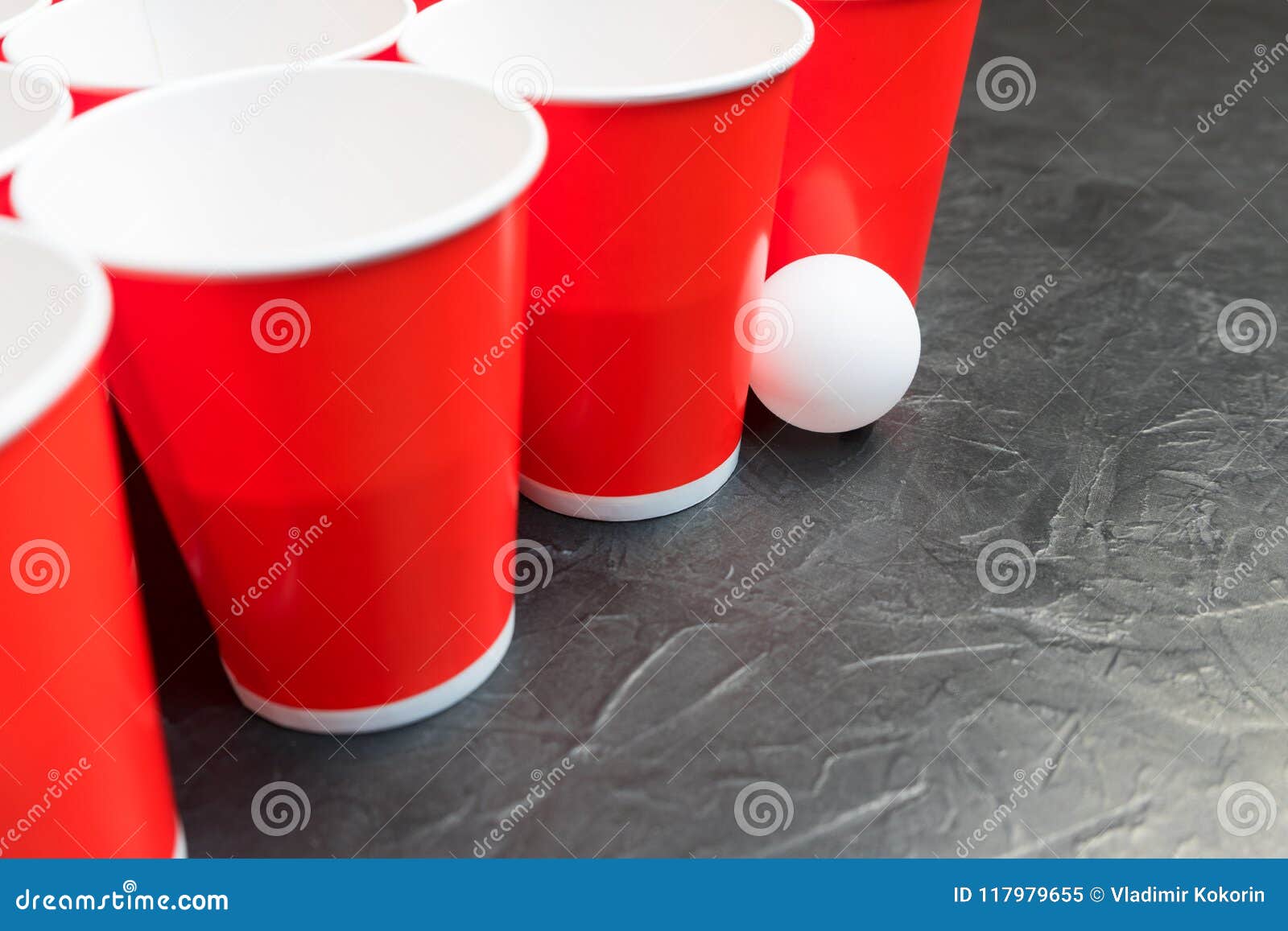 Beer Pong. Popular Game at Parties. Place for Your Text Stock Image