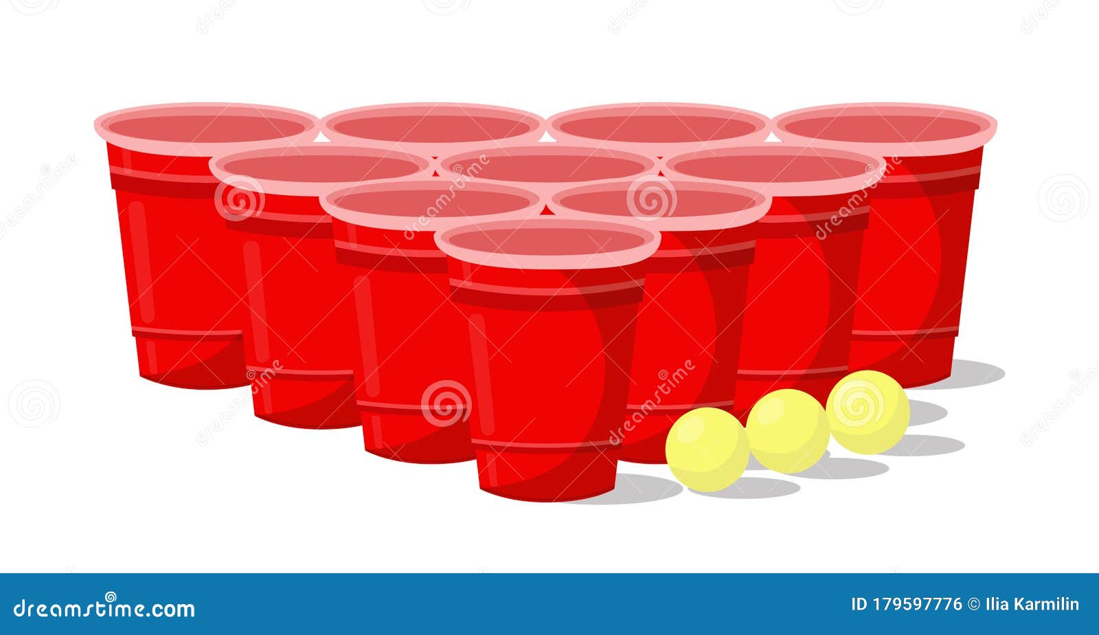 Beer Pong Poster Or Banner With Red Plastic Cup And Ball
