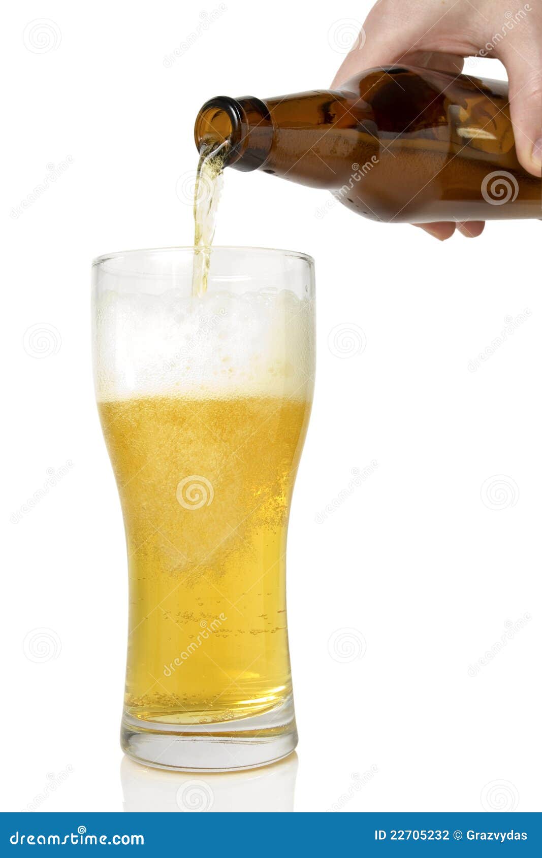 Beer Pouring from Bottle into Glass Stock Photo Image of food, hand