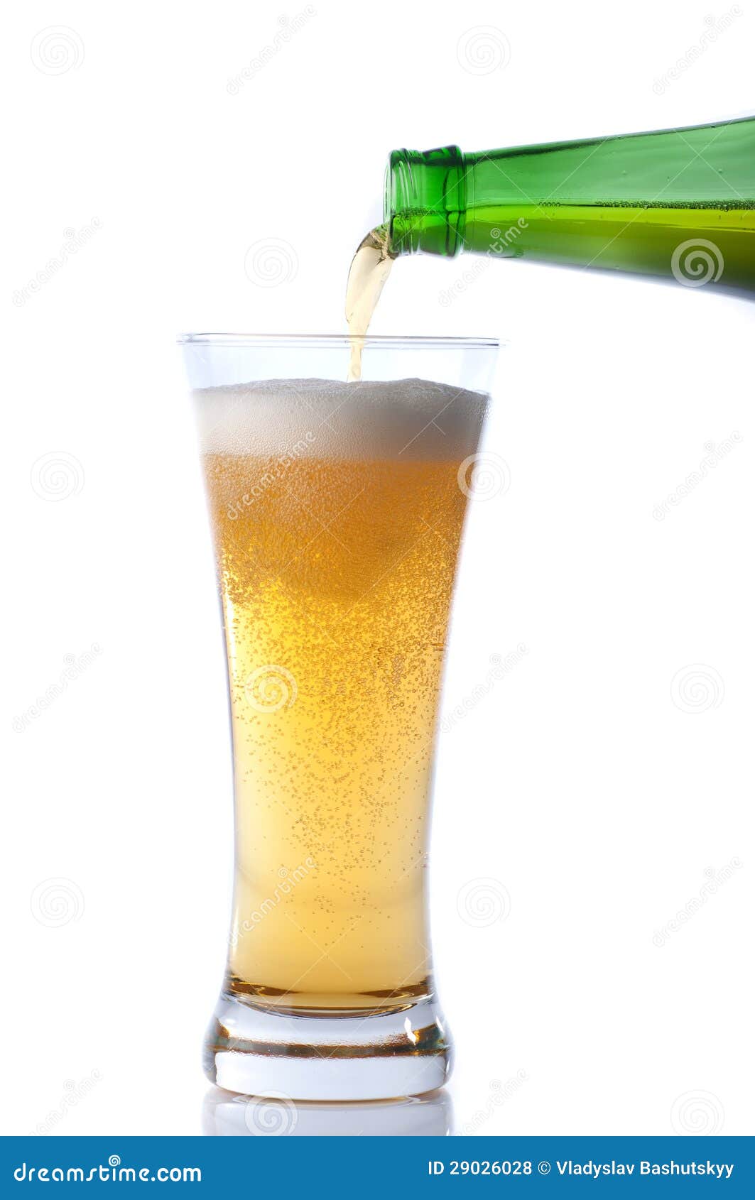 Beer Pouring from Bottle into Glass on White Stock Photo Image of fresh, cold 29026028