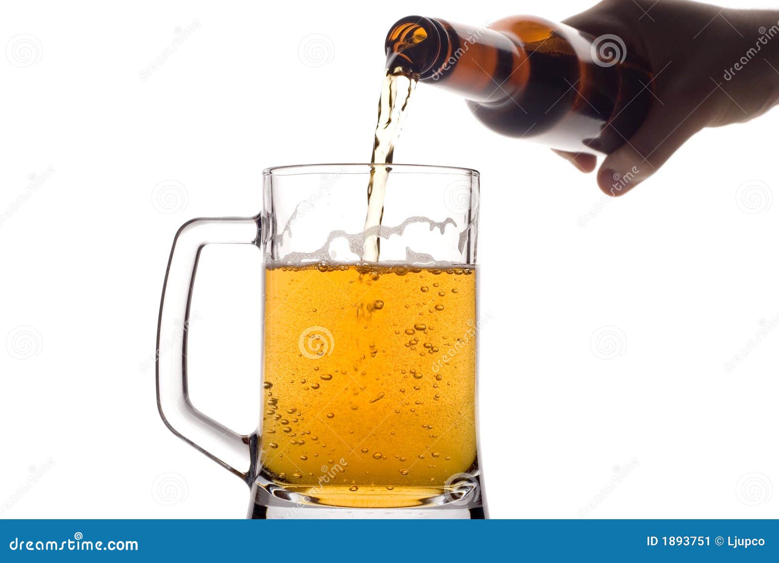 Beer Pouring Down from a Bottle Stock Image Image of isolated, handle