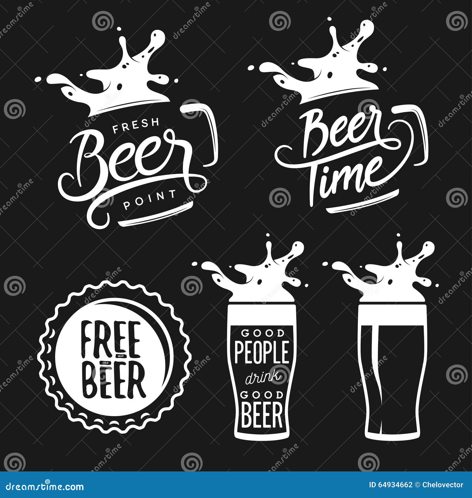 beer related typography set vector vintage lettering illustration chalkboard design elements pub advertising 64934662