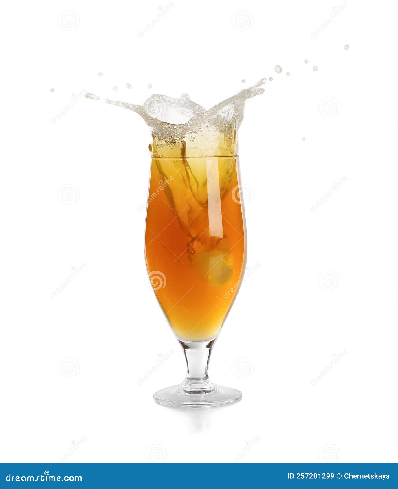 Beer Splashing Out of Glass on White Background Stock Image Image of