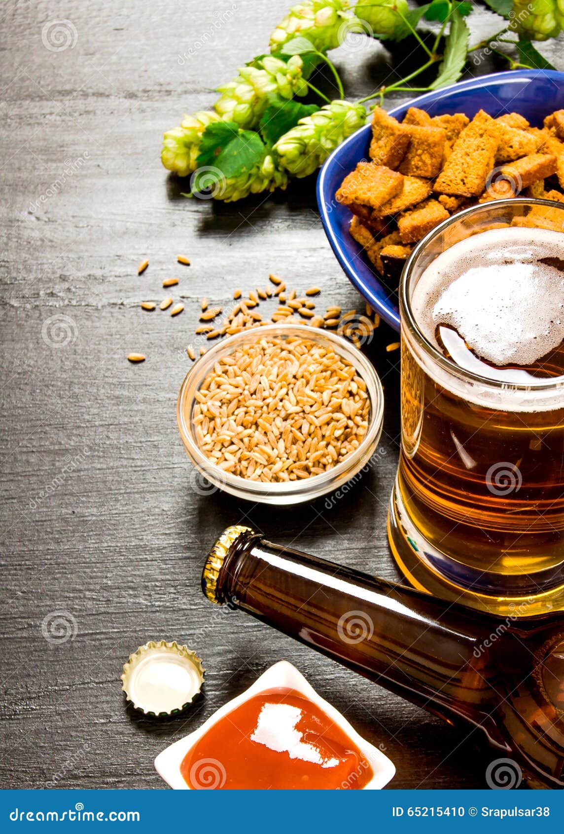 The Beer Style. Beer and Crackers, Malt and Hops Stock Photo Image of froth, fresh 65215410