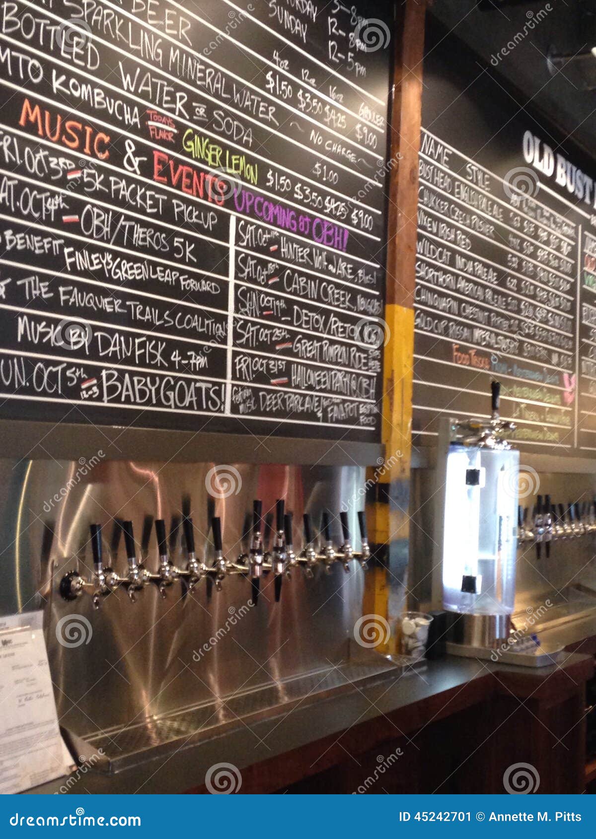 Beer taps and brewery menu stock image. Image of beer 45242701