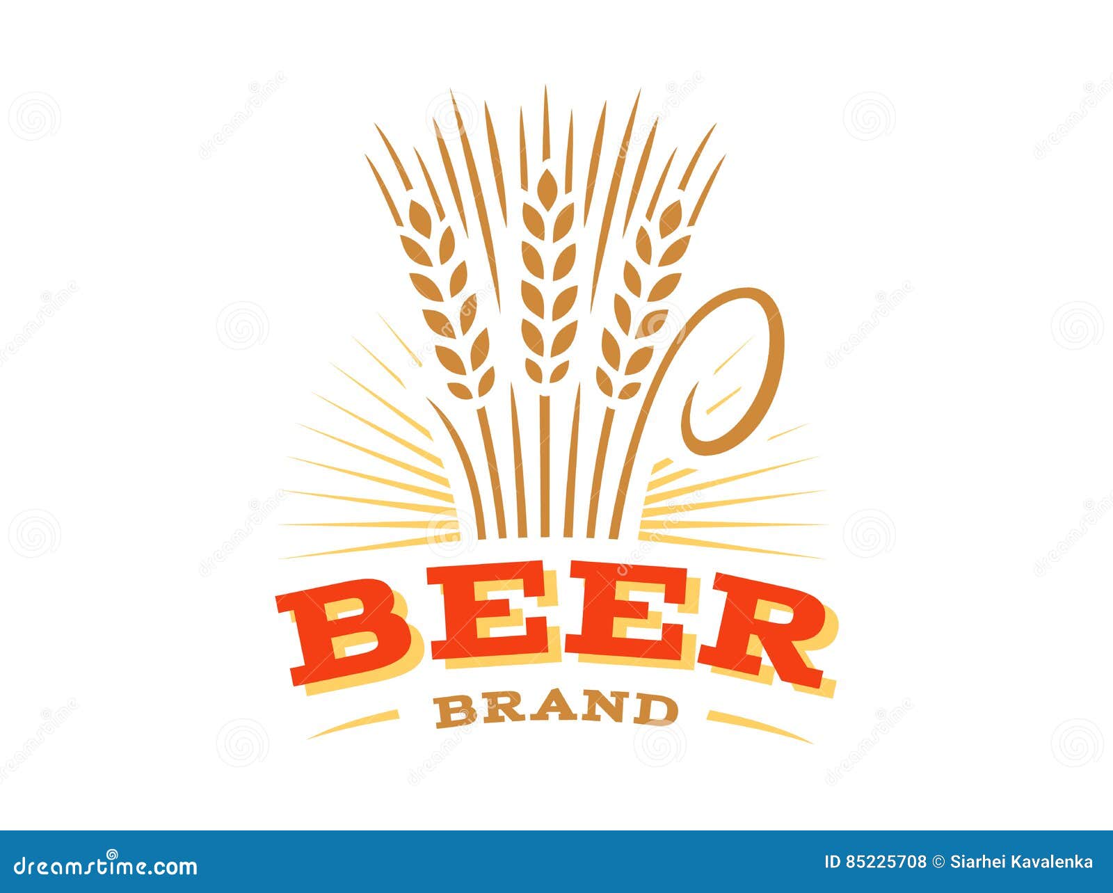 Beer Wheat Logo Vector Illustration, Ear Emblem on White Background