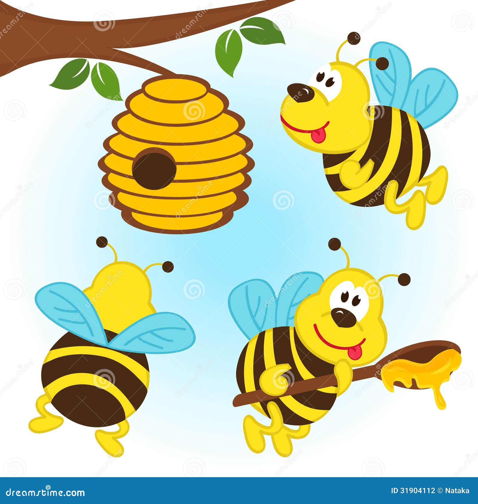 Bees Around A Hive Stock Photography - Image: 31904112