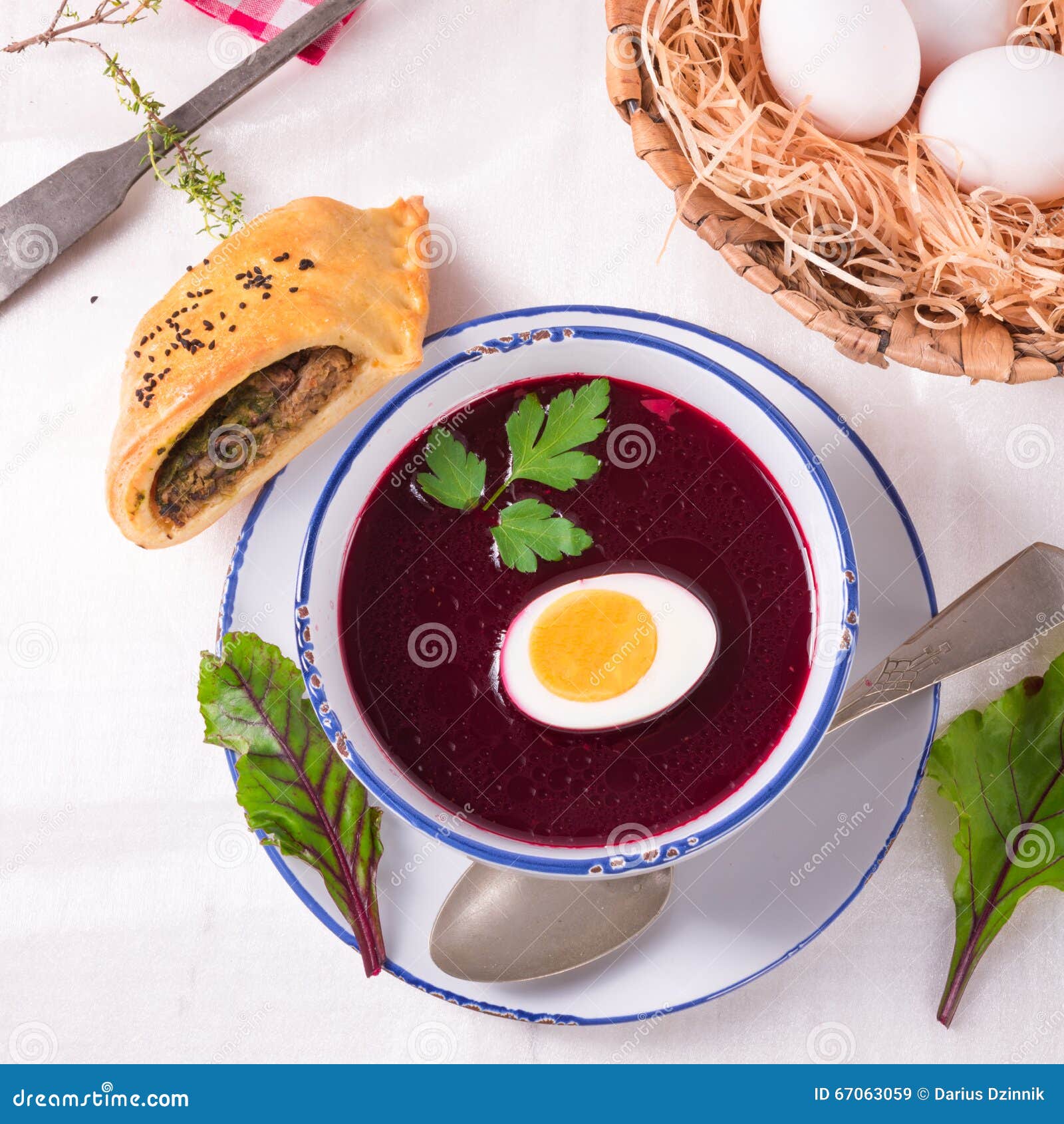 Beet green soup with egg stock image. Image of green 67063059